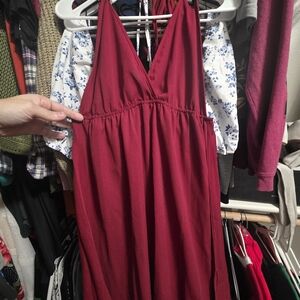 SHEIN Burgundy Backless Dress